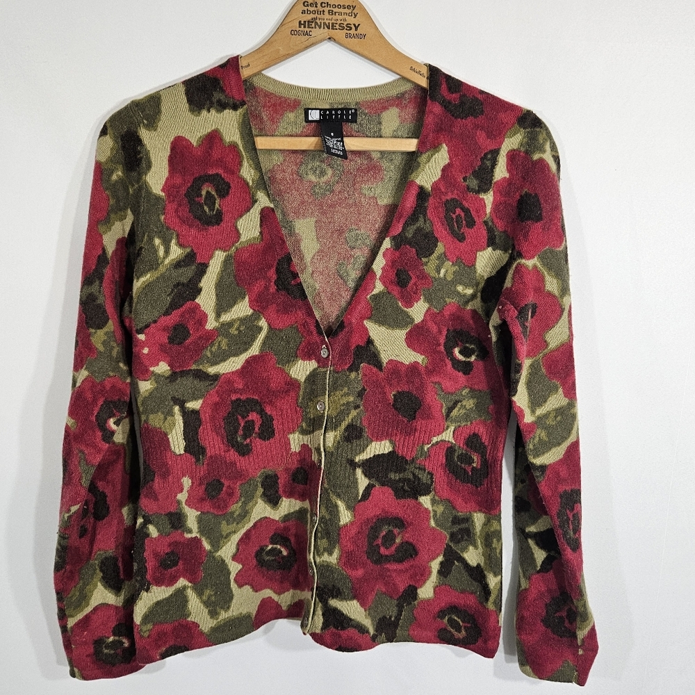 Carole Little Lightweight Spring floral cardigan Sweater